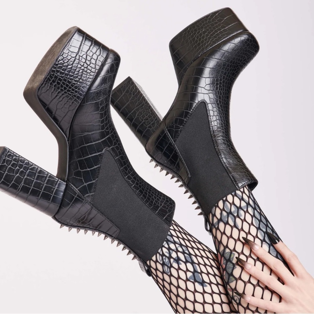 Black Chunky Platform Ankle Boots